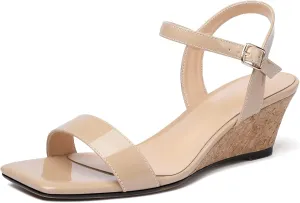 YODEKS Low Wedge Heel Sandals Women Summer Sandals Open Toe Pump Shoes for Evening Party Dress Casual