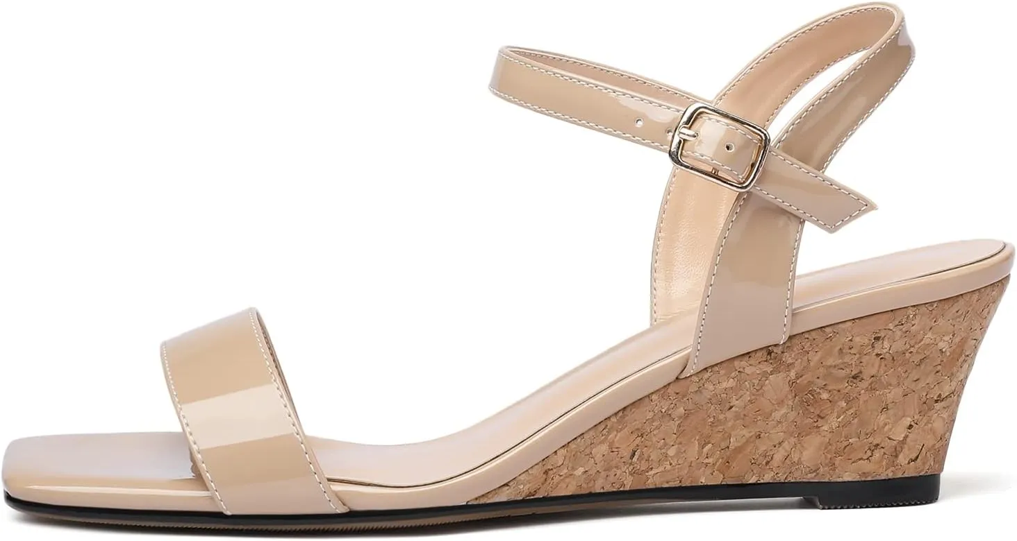 YODEKS Low Wedge Heel Sandals Women Summer Sandals Open Toe Pump Shoes for Evening Party Dress Casual